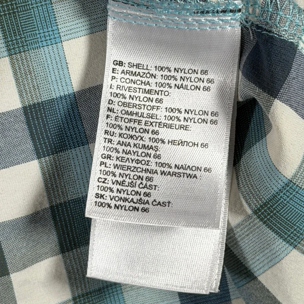 The North Face Mens XL‎ Blue Gingham Plaid Short Sleeve Nylon Shirt NF0A2UMR S17